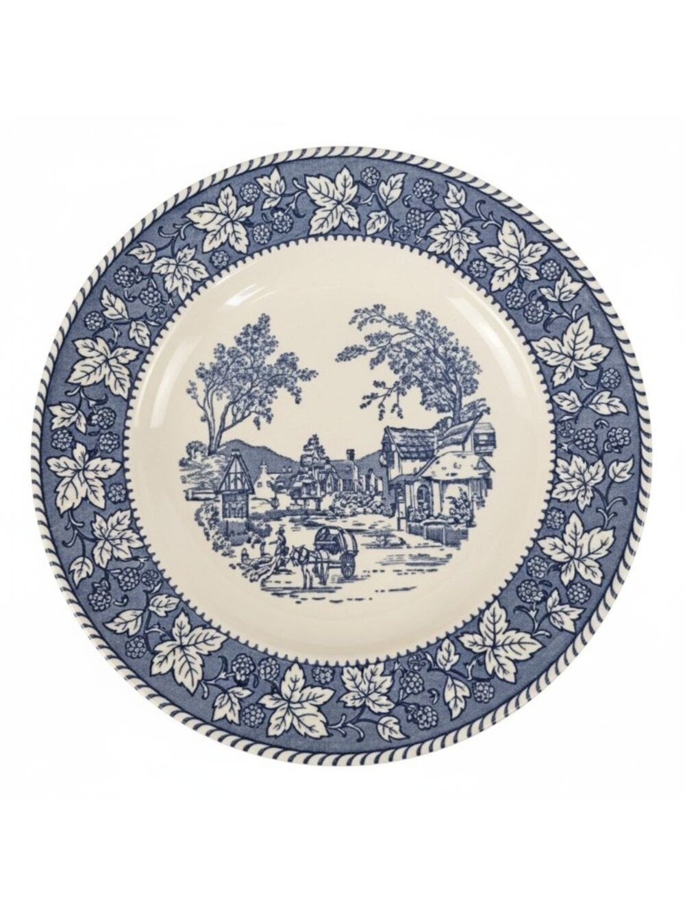 Vintage Homer Laughlin Shakespeare Country Dinner Plate Blue White Ironstone